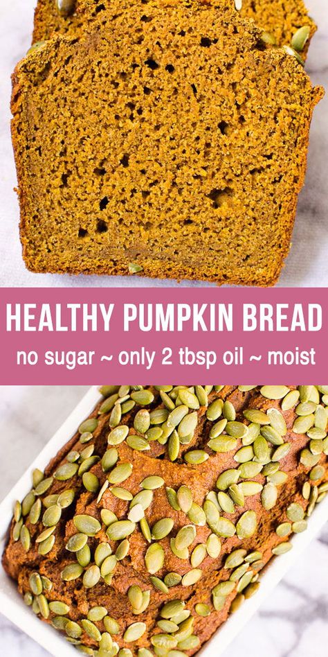 Healthy Starbucks Pumpkin Loaf, Healthy Moist Pumpkin Bread, Light Pumpkin Bread, Healthy Pumpkin Loaf Recipe, No Sugar Pumpkin Bread, Whole Wheat Pumpkin Bread Recipe, Sugar Free Pumpkin Bread, Labor Snacks, Pumpkin Bread Healthy