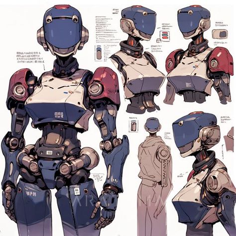 Cool Robot Concept Art, Mecha Reference Character Design, Robotic Concept Art, Cyberpunk Android Art, Cool Robot Designs, Cyberpunk Robot Concept Art, Cyborgs Concept Art, Robot Fashion Design, How To Draw Cyberpunk