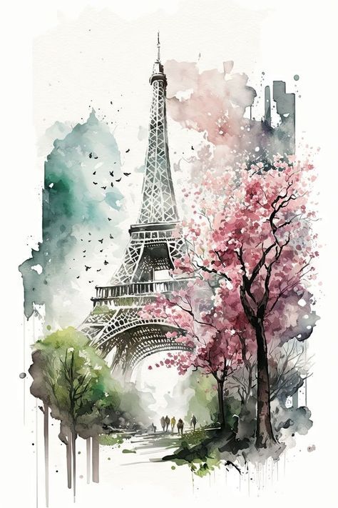 Paris Theme Wallpaper, Cool Posters Aesthetic, Eiffel Tower Landscape, Colour Artwork, Wall Art Luxury, Eiffel Tower Art, Luxury Wall Art, Beautiful Art Pictures, 수채화 그림