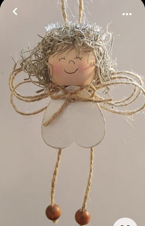 Angel Ornaments Diy, Macrame Angels, Christmas Angel Crafts, Christmas Gift Tags Diy, Diy Angels, Angel Dolls, Wooden Angel, Christmas Angel Ornaments, Handmade Angels