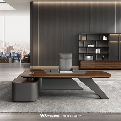 Modern Office Table Design Furniture, Boss Cabin Design Office, Boss Office Table Design Modern, Executive Table Design, Office Console Table, Cabin Desk, Executive Desk Design, Waiting Room Design Reception Areas, Office Table Design Modern