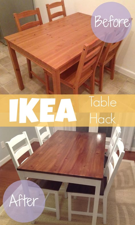 DIY IKEA Hack - Faux Farmhouse Jokkmokk Table Makeover Crib Diy, Ikea Hack Living Room, Ikea Hack Bedroom, Ikea Dining Table, Ikea Hack Storage, Ikea Dining Room, Dining Room Table Makeover, Ikea Dining, Dream Dining Room