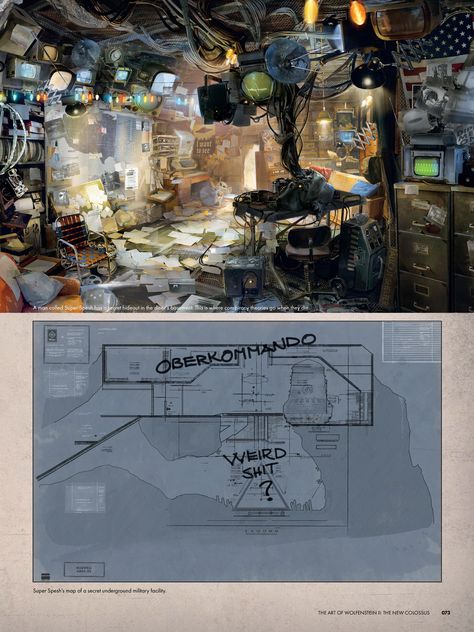 The Art of Wolfenstein II - The New Colossus Secret Lair Concept Art, Evil Lair Concept Art, Apocalypse Desert, Environmental Drawing, Evil Lair, The New Colossus, Secret Lair, Alternate Realities, Vis Dev