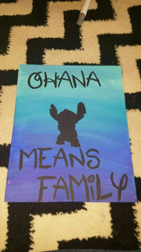 Stitch canvas. Ohana means family Stitch Disney Painting Easy, Stitch Paintings Easy, Easy Stitch Painting, Painting Ideas On Canvas Stitch, Stitch Painting Canvases Easy, Disney Canvas Art Easy, Paintings For Family, Stitch Canvas Painting, Family Painting Ideas Diy Canvas