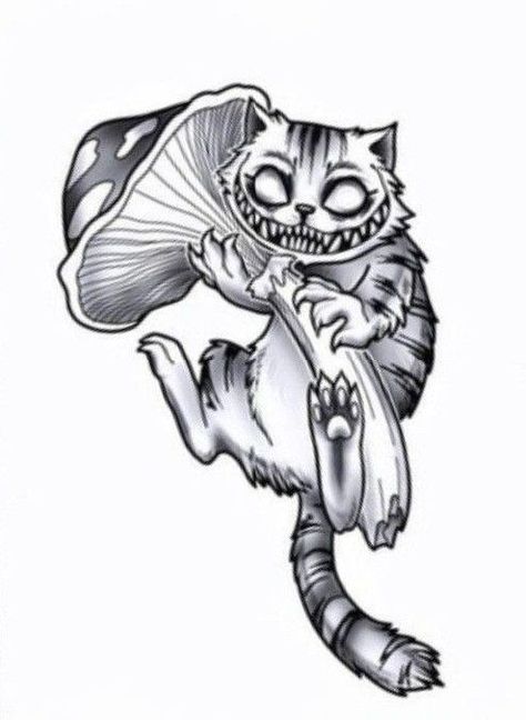 #CoolTattoos #TattooArt #InkMaster #TattooDesigns #InkedUp #TattooLovers #InkInspiration #TattooIdeas #CreativeInk #TattooStyle Alice In Wonderland Drawing Cheshire Cat, Spooky Alice In Wonderland Tattoo, Creepy Arm Tattoo, Trippy Alice In Wonderland Tattoo, Creepy Alice In Wonderland Tattoo, Magic Rabbit, Dark Disney Tattoo, Wonderland Tattoo, Scary Tattoos