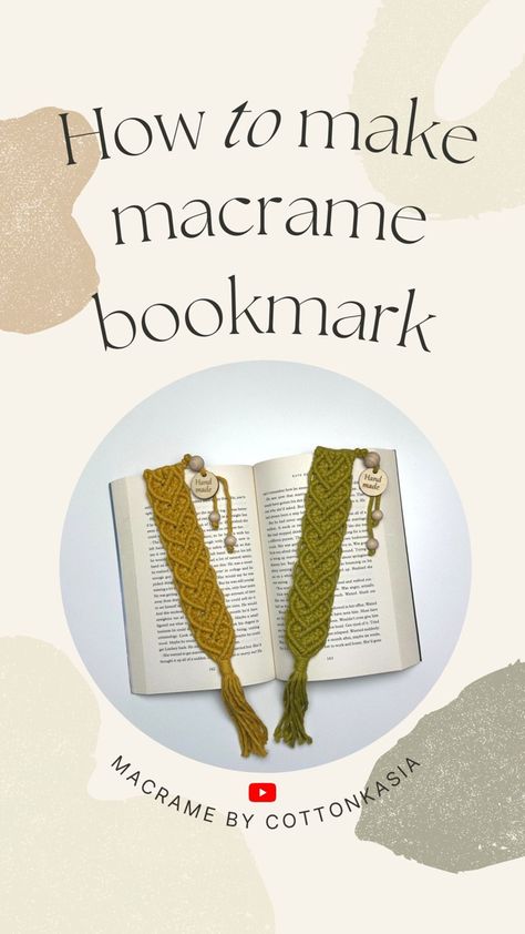 Macrame bookmark boho style. Mustard bookmark with wooden beads on the open book Macrame Heart Bookmark, Macrame Bookmarks Diy, Macrame Book Mark Diy, Macrame Bookmark Diy Easy, Macrame Bookmark Pattern, Diy Macrame Bookmark Tutorial, Diy Easy Bookmarks, Easy Macrame Gifts, Macrame Bookmark Diy