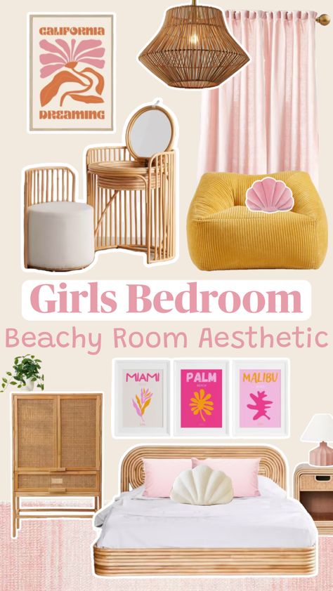 Girls Beachy Room Aesthetic! This is going to be the teen girl bedroom aesthetic of the summer! I love how it’s kind of a mix of Beachy and the Preppy style that’s so popular right now! 😊🩷🧡 #beachyroominspo #beachyroomaesthetic #beachywallart #teengirlsroom #girlsroom #teengirlfurniture #beachroom Follow my shop @Chelsalately on the @shop.LTK app to shop this post and get my exclusive app-only content! #liketkit #LTKstyletip #LTKhome #LTKfamily @shop.ltk https://liketk.it/4wXVC Beachy Aesthetic Room, Room Inspo Beachy, Teen Girl Bedrooms Aesthetic, Beachy Room Aesthetic, Girl Bedroom Aesthetic, Beach Room Aesthetic, Beachy Wall Art, Beachy Aesthetic, Beachy Room