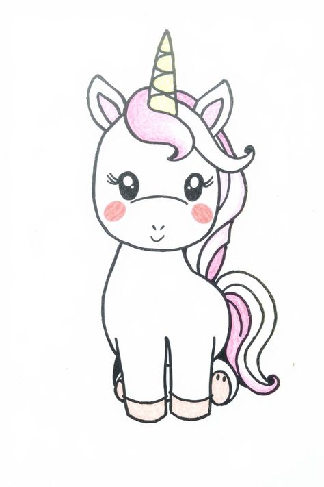 12+ Unicorn Drawing Ideas: Various Styles & Skill Levels Step By Step Unicorn Drawing, Cute Unicorn Doodle, Unicorn Drawing Ideas, Unicorn Drawing Easy, Cute Unicorn Drawing, Unicorn Doodle, Drawing Unicorn, Forest Drawing, Pig Drawing