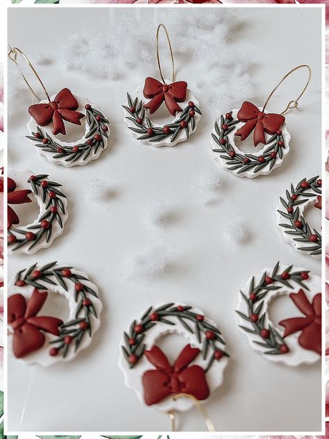 Christmas Earrings - Inspired! - Get your items from the online retailer - Amazon.com Best Selling Diy Crafts, Wreath Earrings Clay, Christmas Wreath Clay Earrings, Clay Wreath Earrings, Polymer Clay Xmas Ornaments, Wreath Clay Earrings, Polymer Clay Wreath Earrings, Christmas Ornaments Polymer Clay, Polymer Clay Christmas Crafts