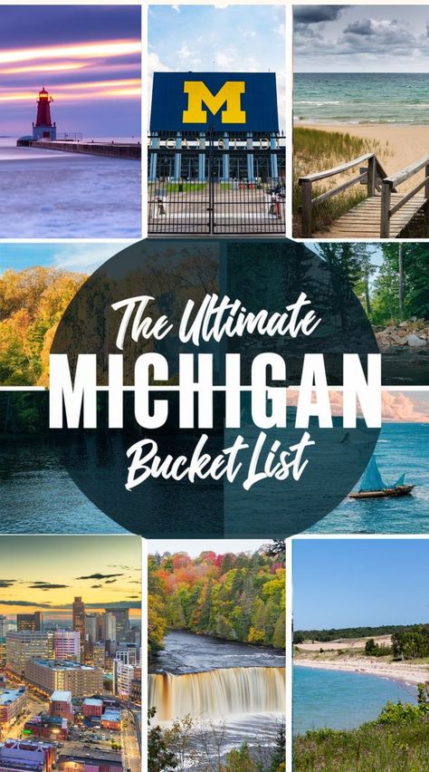 Michigan bucket list Places To Visit In Michigan, Things To Do In Michigan, Michigan Bucket List, Best Friend Bucket List, 100 Things To Do, The Great Lakes, Iconic Landmarks, Travel Goals, Great Lakes