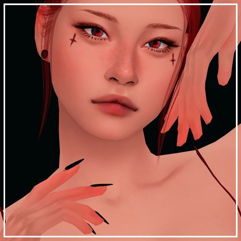 Cross Cheek Tattoo | Patreon Sims4 Face Tattoo, Sims 4 Face Tattoo Cc, Cheek Tattoo, Cc Nails, Tattoo Over Scar, Sims 4 Stories, Sims 4 Tattoos, Chinese Tattoo, 4 Tattoo