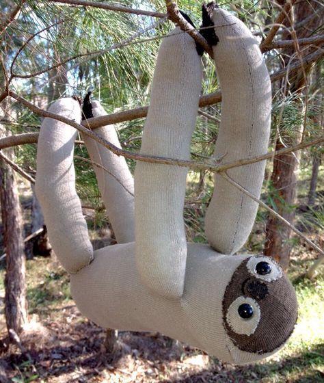 Sock Sloth #howto #tutorial Sock Sloth, A Sloth, Rag Rugs, Sock Animals, Cute Sloth, General Crafts, Safety Eyes, Rag Rug, Projects Ideas