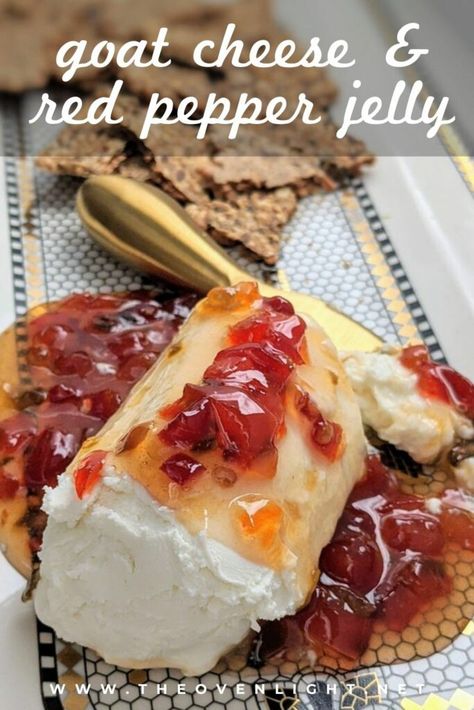 Red Pepper Jelly Appetizer, Pepper Jelly Appetizer, Pepper Jelly Recipes, Goat Cheese Dip, Entertaining Appetizers, Red Pepper Jelly, Goat Cheese Appetizer, Hot Pepper Jelly, Goat Cheese Recipes