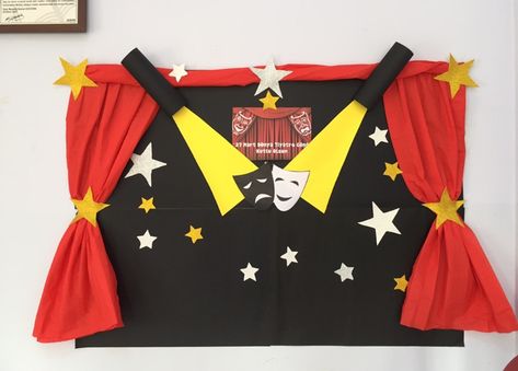 Drama Club Bulletin Board Ideas, Drama Classroom Decorations, Carnival Birthday Theme, Hollywood Theme Classroom, Theatre Crafts, Theatre Decorations, Birthday Board Classroom, Drama Aesthetic, Islamic Kids Activities