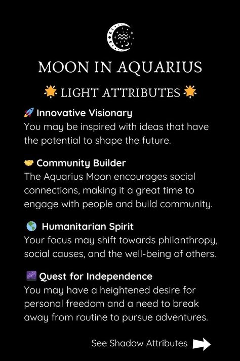 Aquarius Moon energy affects us for a couple of days every month— no matter way sign placements we have. Here are some ways you can work with the lighter side of its attributes. 🌙🙂😐😡
===== > Free moon sign reading, link in bio. <=====
#astrology #aquariusmoon #moonsign #zodiac #mooninaquarius Aquarius Moon Sign, Aquarius Moon, Moon Energy, Moon In Aquarius, Signs Astrology, Social Cause, Moon Signs, Zodiac Signs Astrology, Angel Numbers