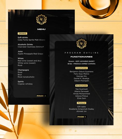 WEDDING PROGRAM OUTLINE So after scanning the QR code in the previous post you'll have access to these details that are essential for the program. 💯 Also this golden color is giving rich vibes for real. 🔥🔥 @rbj_creative_studio #adobe #accra #accraghana #premiere #photoshoot #photoshop #illustrator #logodesinger #logotype #logoroom #mrbeast #zhc #gawx #petermckinnon #mkbhd #pewdiepie #ghanaianwedding #ghanafoods #graduation #graphicsdesigner #kumasievents #canon #nikon Program Outline Design, Rich Vibes, Ghanaian Wedding, Outline Design, Outline Designs, Red Grapes, Accra, Gift Table, Wedding Program