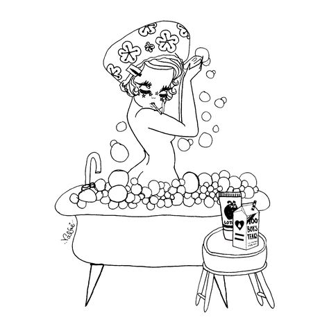 Bubble bath valfre coloring page Cry Baby Coloring Book, Melanie Martinez Coloring Book, Nurses Office, Baby Coloring Pages, Hello Kitty Coloring, Teachers Pet, Coloring Pages For Girls, Cool Coloring Pages, Zodiac Art