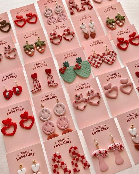 Valentine Earrings Clay, Valentine’s Day Earrings, Valentine’s Day Clay Earrings, Valentine Clay Earrings, Valentines Clay Earrings, Lera Inspiration, Valentine Polymer Clay, Polymer Clay Valentines Day, Polymer Clay Valentines