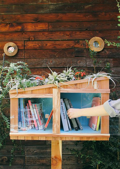 In honor of #NationalLibraryWeek, we are giving away this amazing, handmade Little Free Library! Rainy Garden, Little Free Library Plans, Tiny Library, Street Library, Library Plan, Library Week, Spring Reading, Library Inspiration, Lending Library