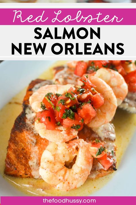 Salmon And Lobster Dinners, New Orleans Fish Recipes, Cajun Salmon And Shrimp Recipes, Red Lobster Salmon Bowl, Salmon New Orleans Recipe, Red Lobster Salmon New Orleans Recipe, Shrimp New Orleans Recipe, Cajun Butter Sauce, Seafood Healthy