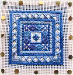 JennyPennyPoppy: Canvas work progress Canvas Work Embroidery, Blue And White Needlepoint, Needlepoint Projects, Needlepoint Ideas, Stitch Stuff, Bargello Needlepoint, Needlepoint Stitch, Canvas Work, Cross Stitch Thread