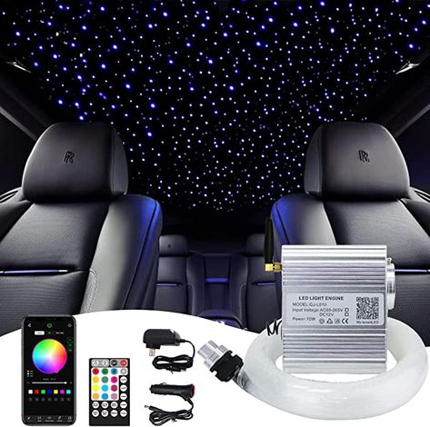 Car With Lights Under, Car Ceiling Lights, Car Starlight Roof, Star Car Ceiling, Car Roof Star Lights, Car Accessories Lights, Car Interior Star Lights, Galaxy Car Interior, Lights In Car Ceiling