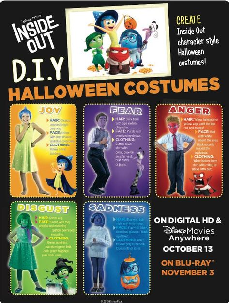 Inside Out Halloween Costume, Inside Out Halloween, Inside Out Coloring Pages, Fear Inside Out, Diy Halloween Candy, Inside Out Costume, Inside Out Characters, Disney Inside Out, Scary Halloween Party