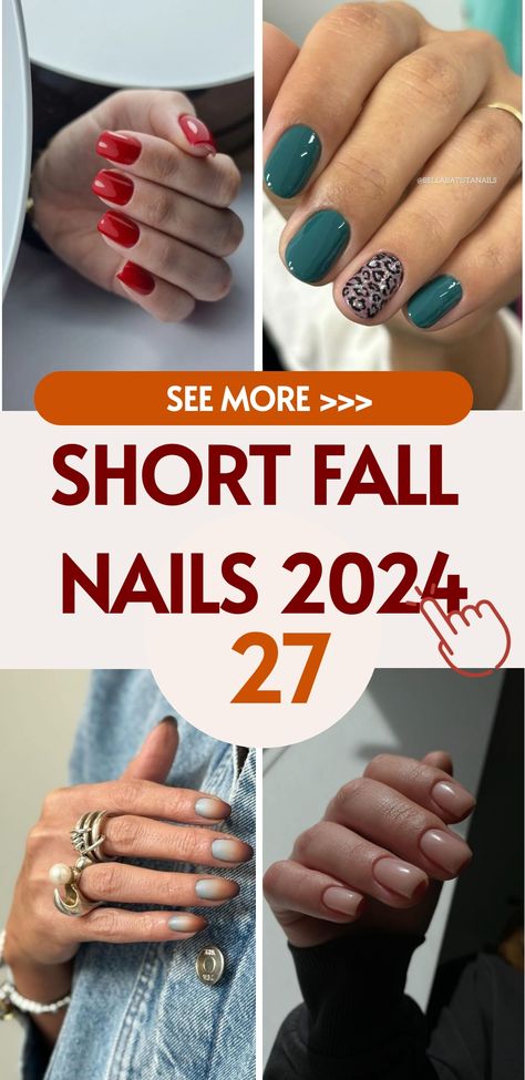 Enhance your autumn style effortlessly with our sophisticated Short Fall Nails 2024 collection. These nails are designed to complement the season with a perfect blend of elegance and functionality. Whether you lean towards classic or trendy nail designs, our Short Fall Nails 2024 provide a range of options to ensure your nails stay stunning and fashionable all through fall. Discover the perfect balance of seasonal charm and nail art creativity with our curated selection. Apres Short Nails, Modern Art Nails Design, Finger Nail Ideas For Short Nails, Popular Acrylic Nails 2024, Fallnails Autumn Short Square, Late Summer Early Fall Nails Short, Summer To Fall Nails Short, Short Nail Designs Fall Simple, September Nail Designs 2024