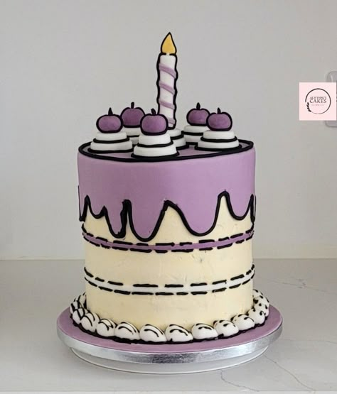 Purple Fondant Cake, Purple Bday Cake, 2d Cake, Kuromi Birthday, Purple Birthday Cake, 11 Cake, Purple Cakes Birthday, 15th Birthday Cakes, Purple Cupcakes