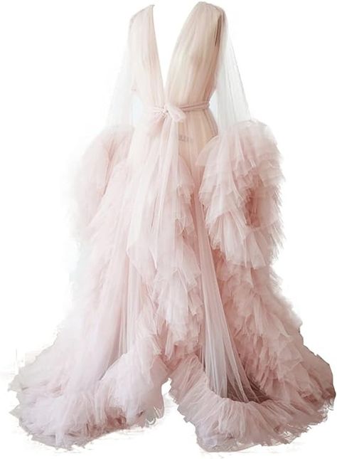 BATHGOWN Sexy Illusion Long Lingerie Tulle Robe Nightgown Bathrobe Sleepwear Bridal Robe Wedding Scarf at Amazon Women’s Clothing store Photo Shoot Birthday, Bridal Dressing Gown, Tulle Dress Long, Wedding Scarf, Sheer Robe, Wedding Robe, Maternity Gowns, Bridal Robes, Bridal Lingerie