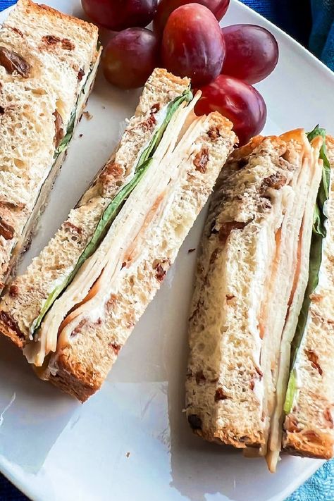 Smoked Turkey Tea Sandwiches - Chef Alli Turkey Tea Sandwiches, Party Finger Sandwiches, Smoked Turkey Sandwich, Turkey Sandwiches Recipes, Tea Party Sandwiches, Tea Sandwiches Recipes, Apple Cinnamon Bread, Appetizer Sandwiches, Afternoon Tea Party