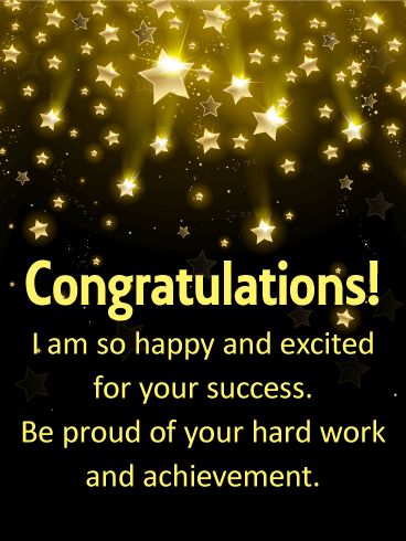 Shooting Stars Congratulations Card: Tonight, every star shines for you. That's the message this gorgeous card expresses. Wish someone you know all the happiness in the world for their hard work and achievement with this starry night congratulations card. A congratulation greeting card is a simple way to convey heartfelt pride to someone who deserves it. Exam Success Wishes, Congratulations Wishes On Success, Congratulations Quotes Achievement, Graduation Congratulations Quotes, Quotes Achievement, Senior Breakfast, Congratulations Pictures, Proud Of You Quotes, Congrats Quotes