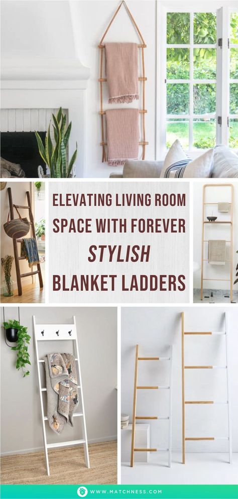 Blanket Display Ideas, Ladder For Blankets, Blanket Ladder Ideas, Living Room Elevation, Blanket Ladders, Wall Blanket, Living Room Blanket, Blanket On Wall, Furniture Material