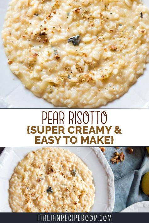 Sweet Risotto Recipes, Pear Risotto, Gorgonzola Risotto, Orzo Dishes, Creamy Risotto, Cozy Fall Recipes, Food Junk, Tuscan Soup, Italian Comfort Food