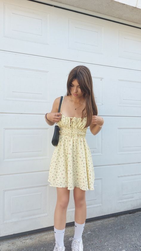 #dress #yellow #outfit #summer Yellow Summer Dress Aesthetic, Yellow Outfit Summer, Convocation Dress, Korean Mini Dress, Ootd Dress, Yellow Outfit, Dress Aesthetic, Dress Yellow, Yellow Aesthetic