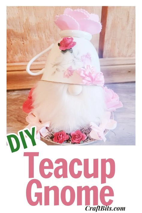 How To Make A Teacup Gnome — CraftBits.com Teacup Crafts Diy, Teacup Gnomes, Tea Cup Projects, Tea Cups Diy, Cup And Saucer Crafts, Gnome Ideas, Gnome Cards, Diy Gnome, Summertime Crafts