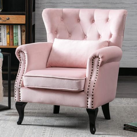 Velvet wingback chair