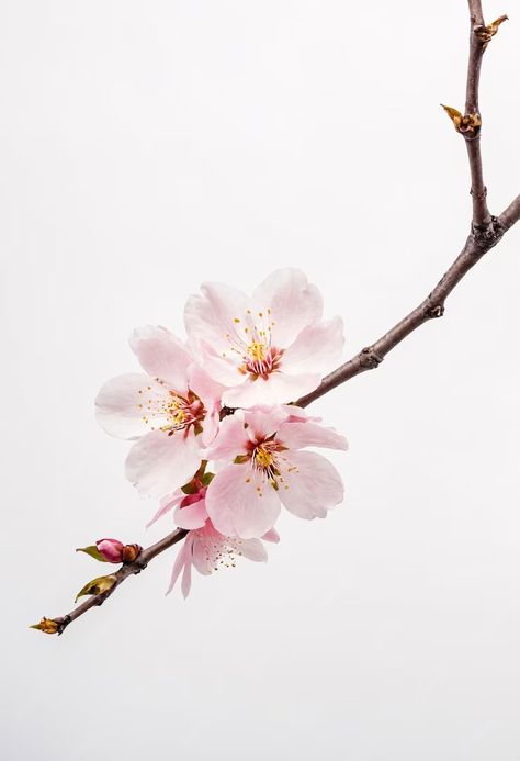 Premium Photo | Single cherry blossom flower branch on white background Sakura Pictures, Cherry Blossom Png, Cherry Blossom Photo, Sakura Branch, Hey Sunshine, White Background Photography, Cherry Branch, Cherry Blossom Branches, Purple Butterfly Wallpaper