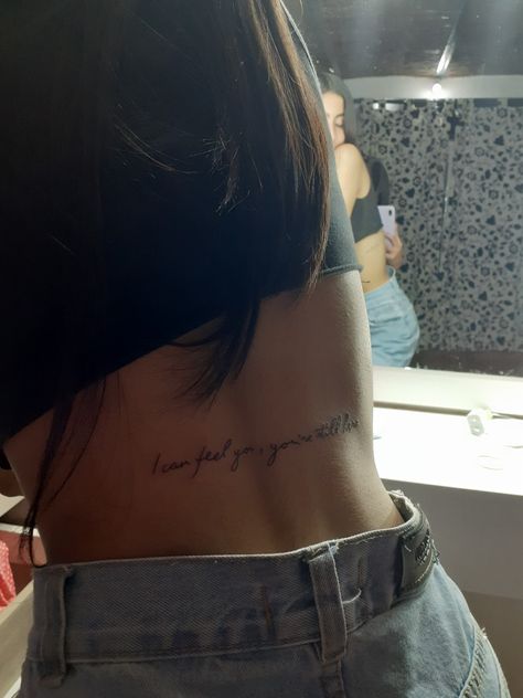 Sleeve Tattoos For Women 2023, Tattoos For Sensitive Souls, Back Writing Tattoos, Still Here Tattoo, Tattoo Quotes For Women, Small Pretty Tattoos, Writing Tattoos, Stylist Tattoos, Small Hand Tattoos