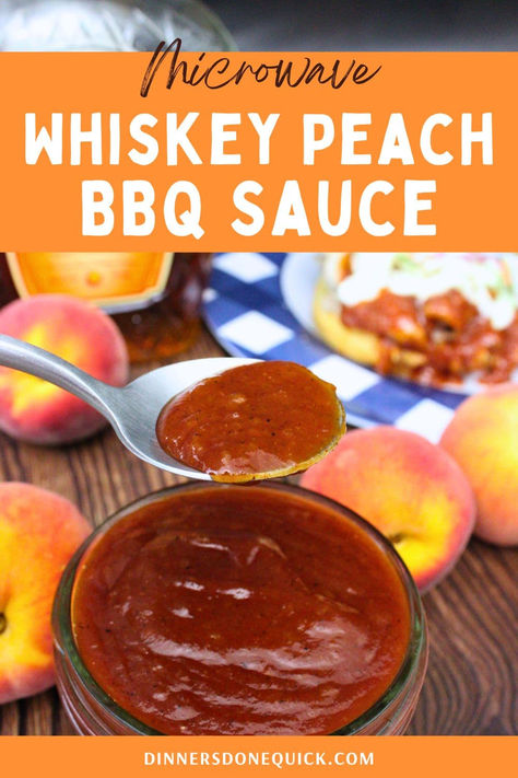 Discover the bold and sweet flavor of Microwave Whiskey Peach BBQ Sauce, made with Crown Royal Peach whiskey. This quick and easy BBQ sauce is perfect for grilling season, adding a unique twist to your favorite dishes. With the perfect balance of whiskey and fresh peaches, this sauce will elevate your BBQ game in no time. Pin and try this delicious recipe to impress your guests with a gourmet touch! #BBQSauce #PeachRecipe #MicrowaveCooking #WhiskeySauce #CrownRoyalPeach Peach Bbq Sauce Recipe, Microwave Recipes Dinner, Zesty Salad Dressing, Homemade Whiskey, Peach Bbq, Best Sauce Recipe, Peach Whiskey, Bbq Sauce Ingredients, Peach Sauce