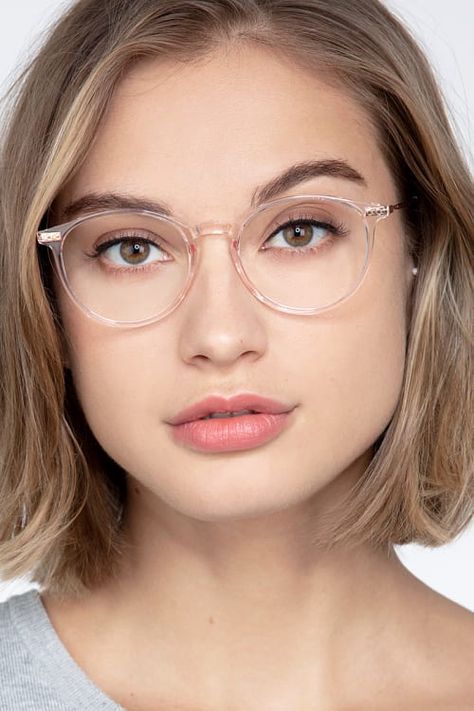 Gold Frame Glasses, Rose Gold Glasses, Gold Glasses Frames, Glasses For Round Faces, Pink Eyeglasses, Glasses Trends, Glasses Fashion Women, Eyewear Trends, Rose Gold Frame