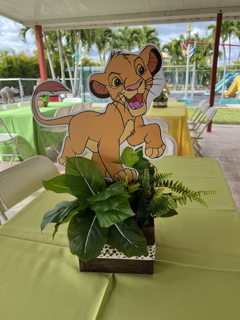 Two Wild Lion King Birthday, Simba Party Ideas, Baby Lion King Baby Shower Ideas, Diy Lion King Centerpieces, Lion King Birthday Centerpieces, Simba Theme Birthday Party, Lion King Center Piece Ideas, Lion King Baby Shower Ideas For Boys, Lion King Birthday Party Centerpieces