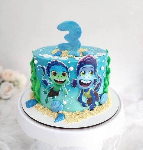 Disney Luca cake | Disney birthday cakes, Baby boy 1st birthday party, Disney cakes Luca Birthday Cake Ideas, Luca Themed Cake, Luca Cake Disney, Luca Cake Ideas, Luca Themed Party, Luca Birthday Cake, Luca Birthday Party Ideas, Luca Party, Luca Birthday