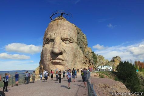 Crazy Horse Volksmarch: trail description, photos, GPS map, and directions for a rare hike up to the face of Crazy Horse Memorial in Black Hills, South Dakota Crazy Horse Monument, Crazy Horse Memorial, Black Hills South Dakota, Horse Memorial, Gps Map, America The Beautiful, Black Hills, Crazy Horse, South Dakota