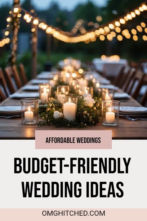 Planning your special day? Check out these amazing budget-friendly wedding tips! From DIY centerpieces to cute homemade decorations, you can have the wedding of your dreams without spending a fortune! Personal touches, like unique signs and twinkling lights, can make your day truly unforgettable. You’ll find plenty of fun ideas here to create a beautiful ceremony and reception that reflects your style. Save money and create a memorable experience that you and your guests will love! Fast Wedding Ideas, Wedding Renewal Decoration Ideas, Wedding Must Haves Decorations, Wedding Thrift, Small Elegant Wedding, Wedding Personal Touches, Diy Reception Decorations, Outdoor Wedding Reception Decorations, Small Outdoor Wedding