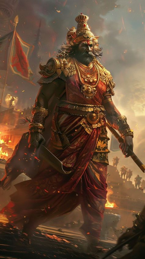 Indian Armor Concept Art, Mahabaratham Characters, Indian Gods Art, Tamil Warrior, Indian Fantasy Art, Ravana Images Hd, Webcomic Ideas, Brahma Dev, Indian Kings