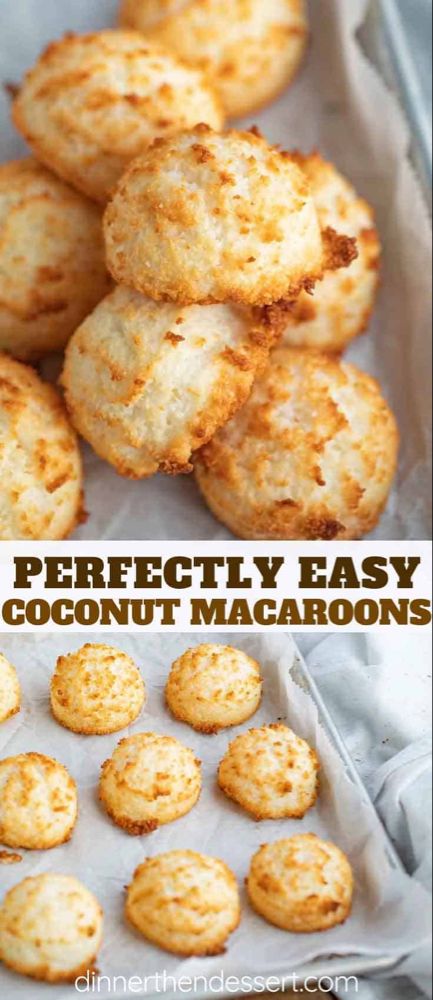 Coconut Macaroons are sweet and chewy, made from coconut flakes, sweetened condensed milk, almond and vanilla flavor, and incredibly EASY to make! #coconut #macaroons #macarons #dessert #baking #cookies #christmas #easter #dinnerthendessert Macaroons With Meringue Powder, What To Do With Coconut Flakes, Easy Coconut Macaroons Recipe, Macaroon Recipes Coconut, Condensed Coconut Milk Recipes Desserts, Things To Make With Coconut Flakes, Recipes Using Sweetened Condensed Coconut Milk, Coconut Milk Cookies Recipes, Condensed Milk And Coconut Recipes