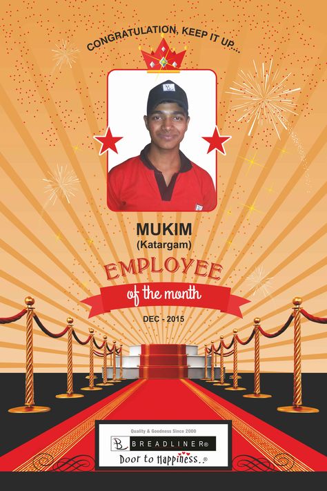 Employee Of the Month Employee Of The Month Poster, Employee Day, Birthday Poster Design, Bangkok Food, Month Signs, Employee Of The Month, Poster Template Free, Food Retail, Parking Signs