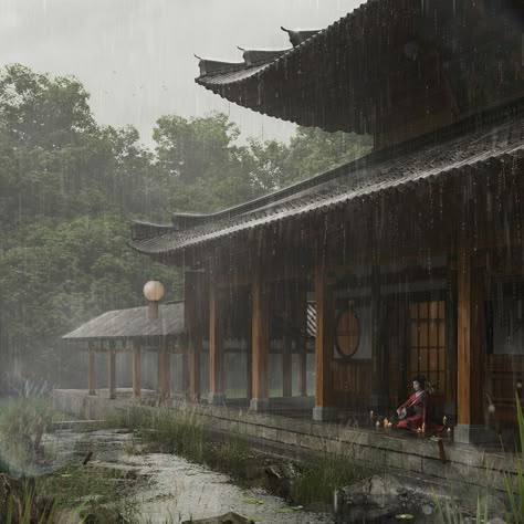 Japan on Behance Rain And Thunder Sounds, Sound Video, Rain Sound, Japanese Home Design, Rain Sounds For Sleeping, Rainy City, Ancient Japan, Chinese Aesthetic, Sleepy Dogs