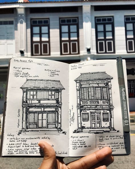 Urban Pen Sketch, Penang Heritage Building, Penang Architecture, Architecture Perspective Drawing, Malaysia Drawing, Malaysia Building, Amphitheater Architecture, Heritage Building, Architecture Drawing Sketchbooks